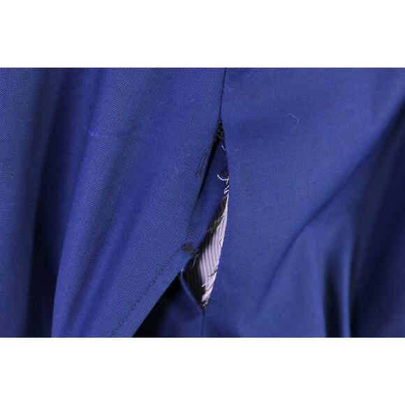 Custom Made! Solid Royal Blue 2-Btn Peak Lapel Wool Suit Big 54R - Picture 11 of 11